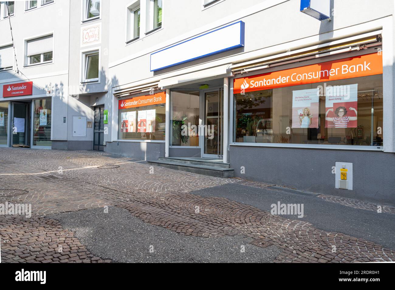 Villach, Austria. July 18 2023.   external view Santander bank branch in a street in the city centre Stock Photo