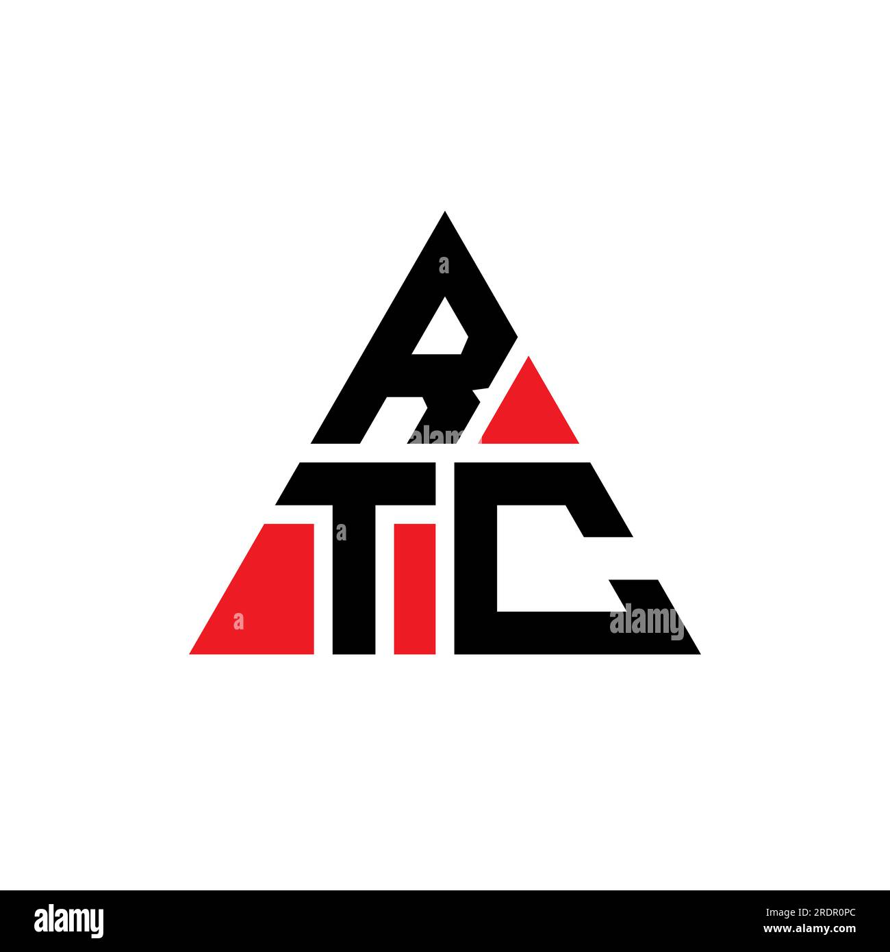 RTC triangle letter logo design with triangle shape. RTC triangle logo design monogram. RTC triangle vector logo template with red color. RTC triangul Stock Vector