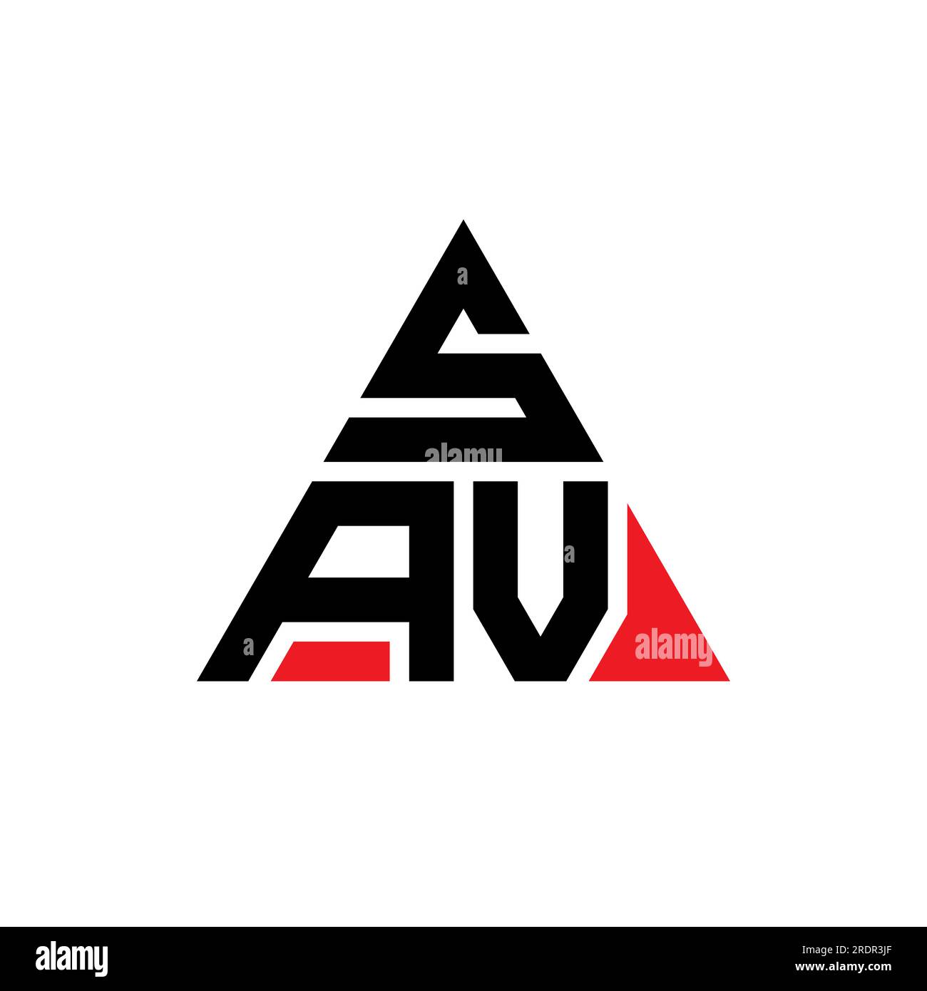 SAV triangle letter logo design with triangle shape. SAV triangle logo design monogram. SAV triangle vector logo template with red color. SAV triangul Stock Vector