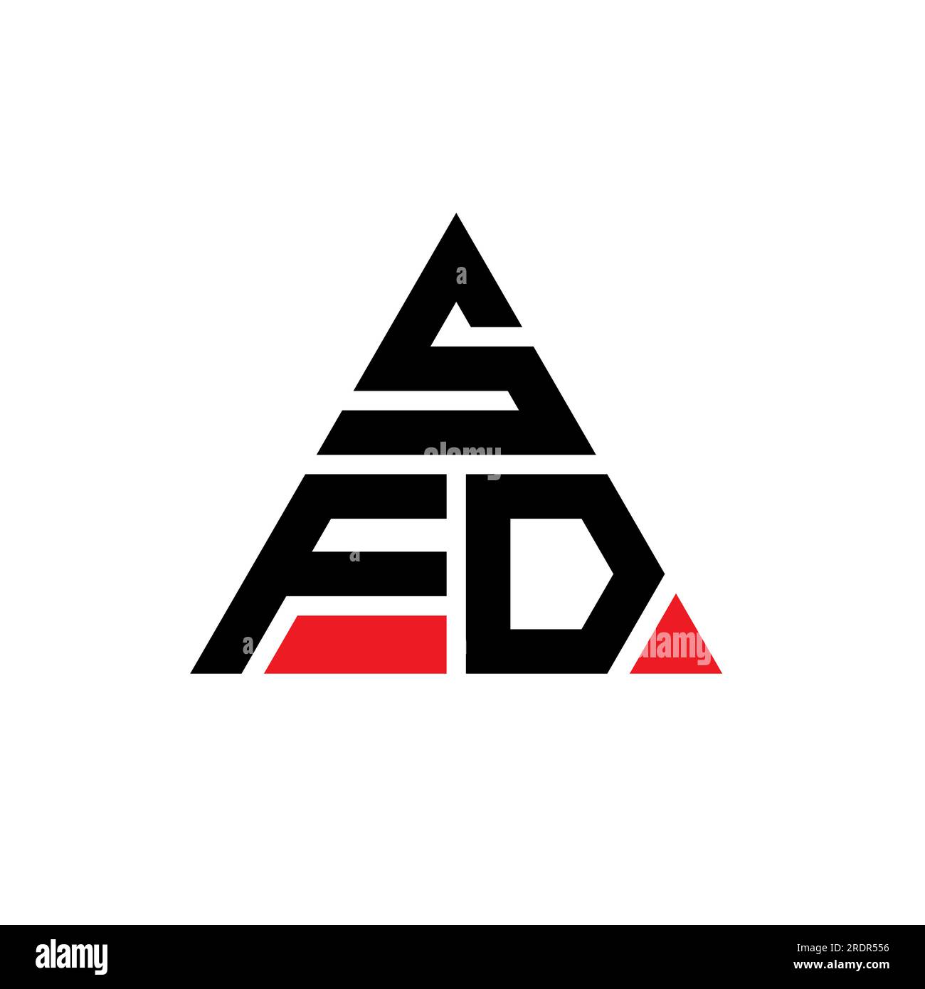 SFD triangle letter logo design with triangle shape. SFD triangle logo design monogram. SFD triangle vector logo template with red color. SFD triangul Stock Vector
