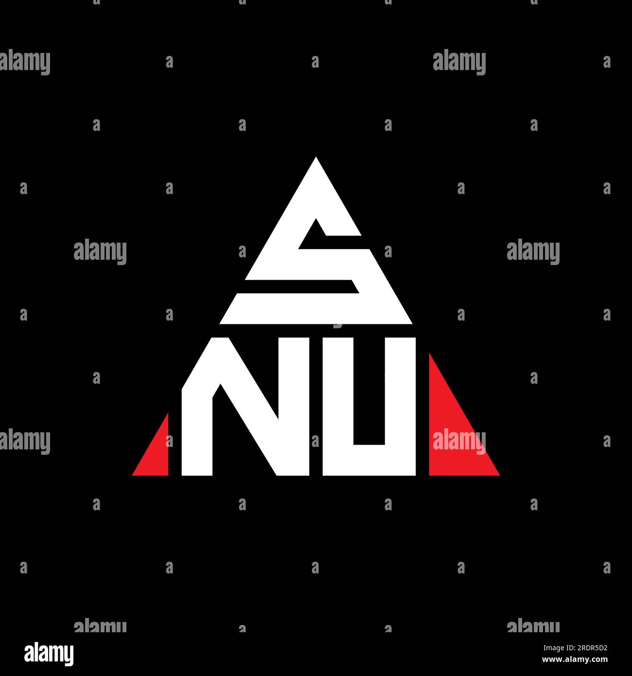 SNU triangle letter logo design with triangle shape. SNU triangle logo design monogram. SNU triangle vector logo template with red color. SNU triangul Stock Vector