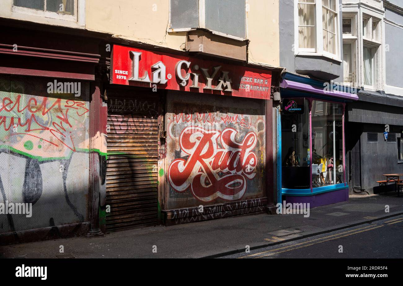 Brighton Views , Sussex , England , UK The closed down La Giya meze