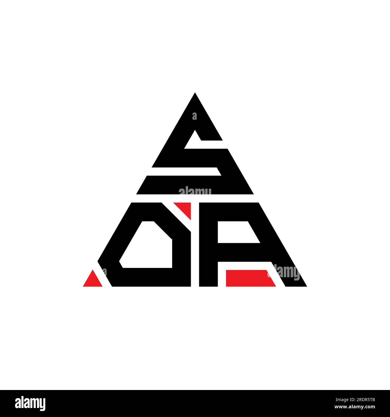 SOA triangle letter logo design with triangle shape. SOA triangle logo design monogram. SOA triangle vector logo template with red color. SOA triangul Stock Vector