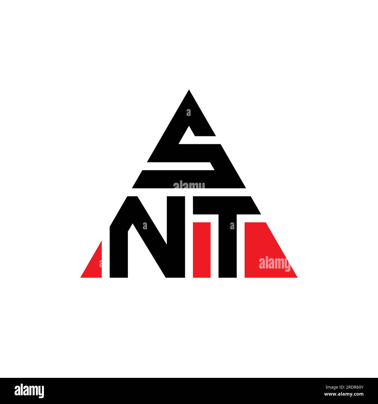 SNT triangle letter logo design with triangle shape. SNT triangle logo design monogram. SNT triangle vector logo template with red color. SNT triangul Stock Vector