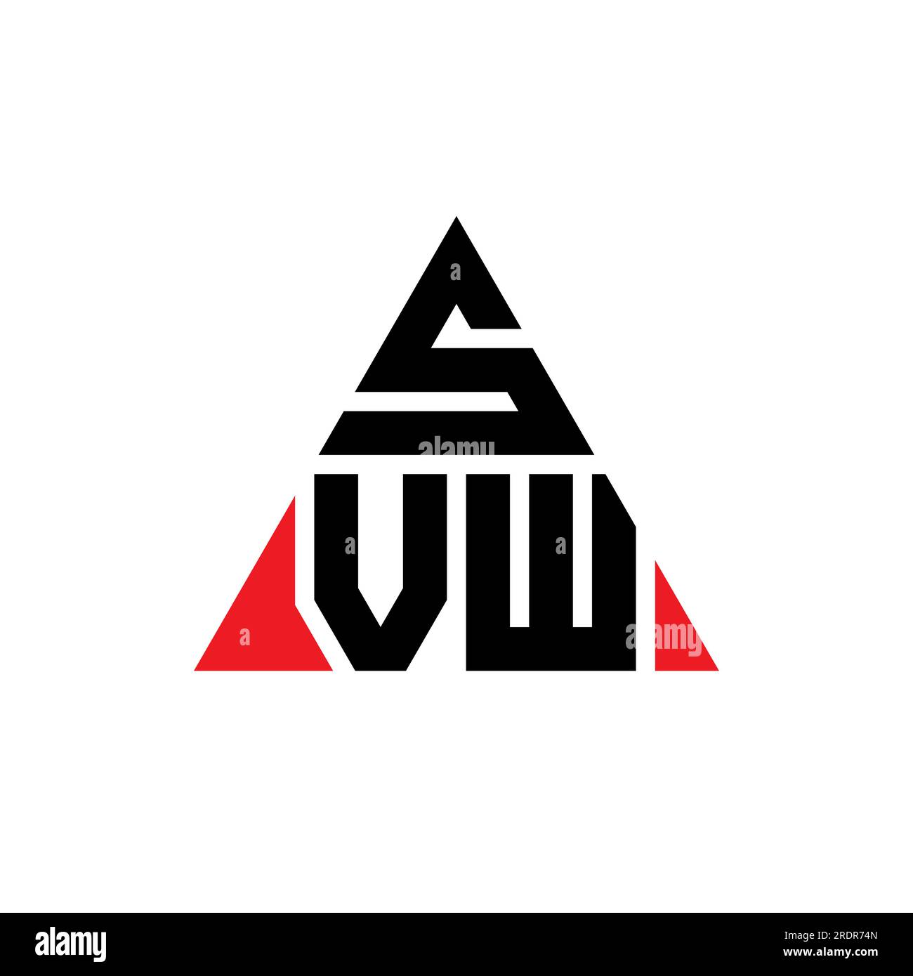 SVW triangle letter logo design with triangle shape. SVW triangle logo design monogram. SVW triangle vector logo template with red color. SVW triangul Stock Vector