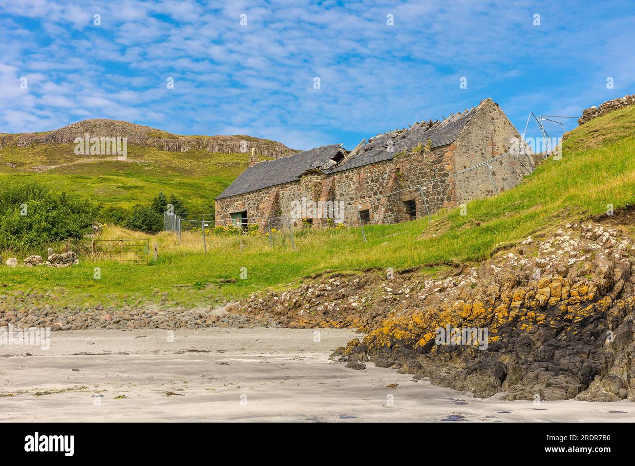 Coroghan Barn, Isle of Canna, Scotland. A Community Project on the Isle of Canna to repurpose and retain a delapidated barn into a barn which meets mo Stock Photo