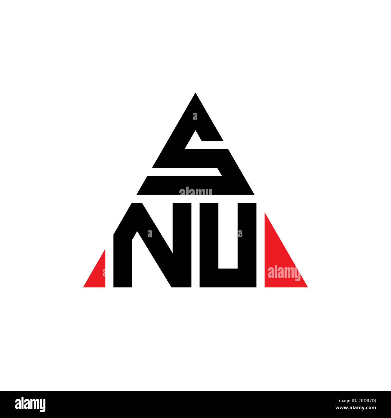 SNU triangle letter logo design with triangle shape. SNU triangle logo design monogram. SNU triangle vector logo template with red color. SNU triangul Stock Vector