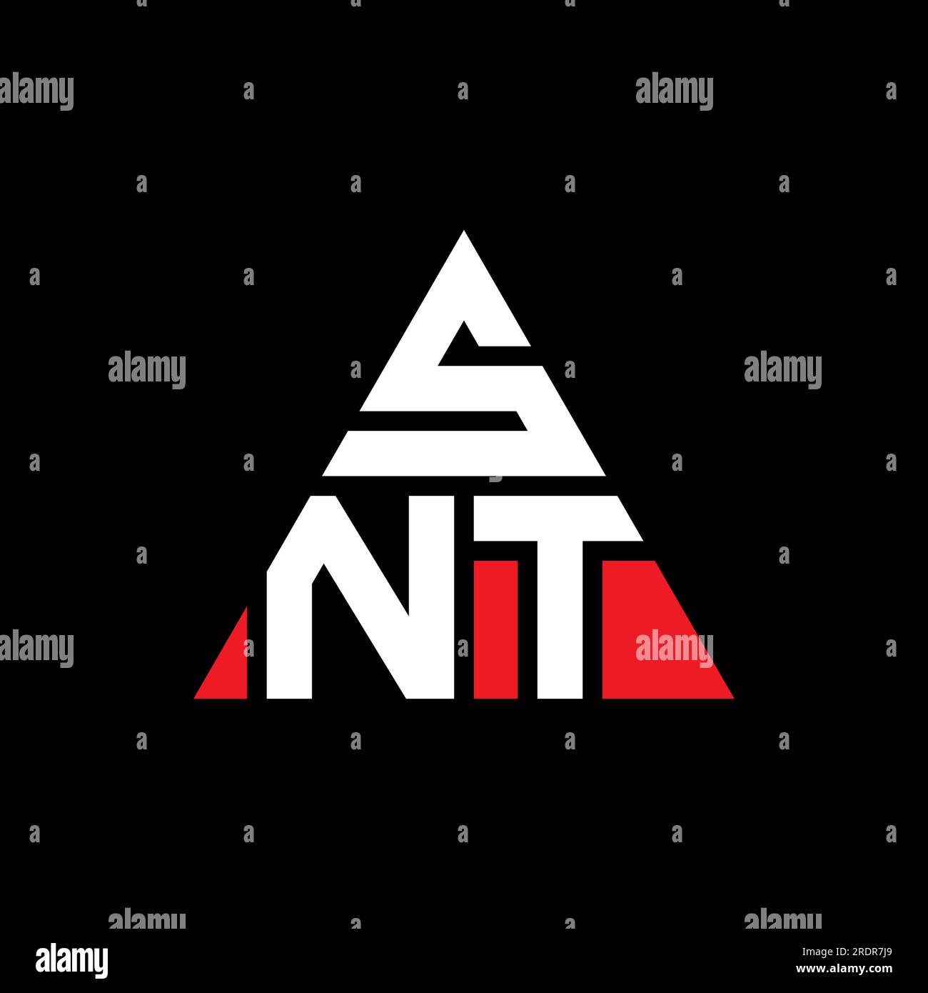 SNT triangle letter logo design with triangle shape. SNT triangle logo design monogram. SNT triangle vector logo template with red color. SNT triangul Stock Vector