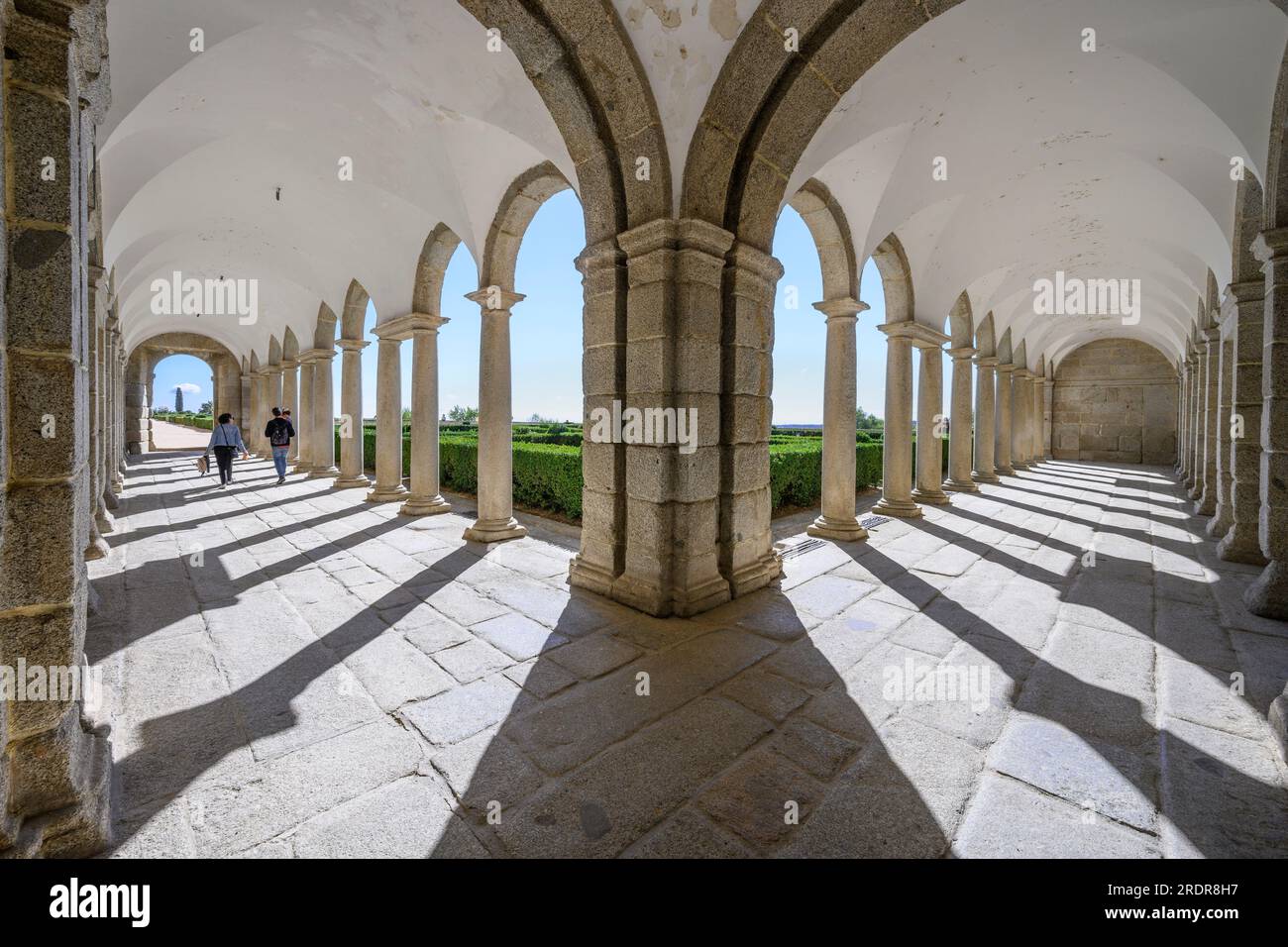 The porticoed entrance to the gardens in the Monastery of San Lorenzo de El Escorial, Comunidad de Madrid, Spain. Stock Photo