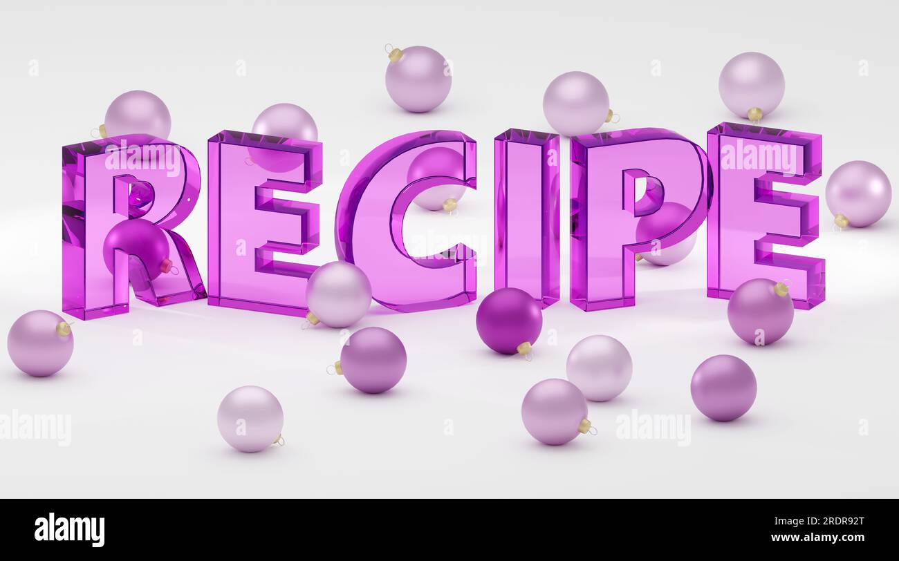 Glass letters sign Recipe, soft light, front view 3d rendered ...