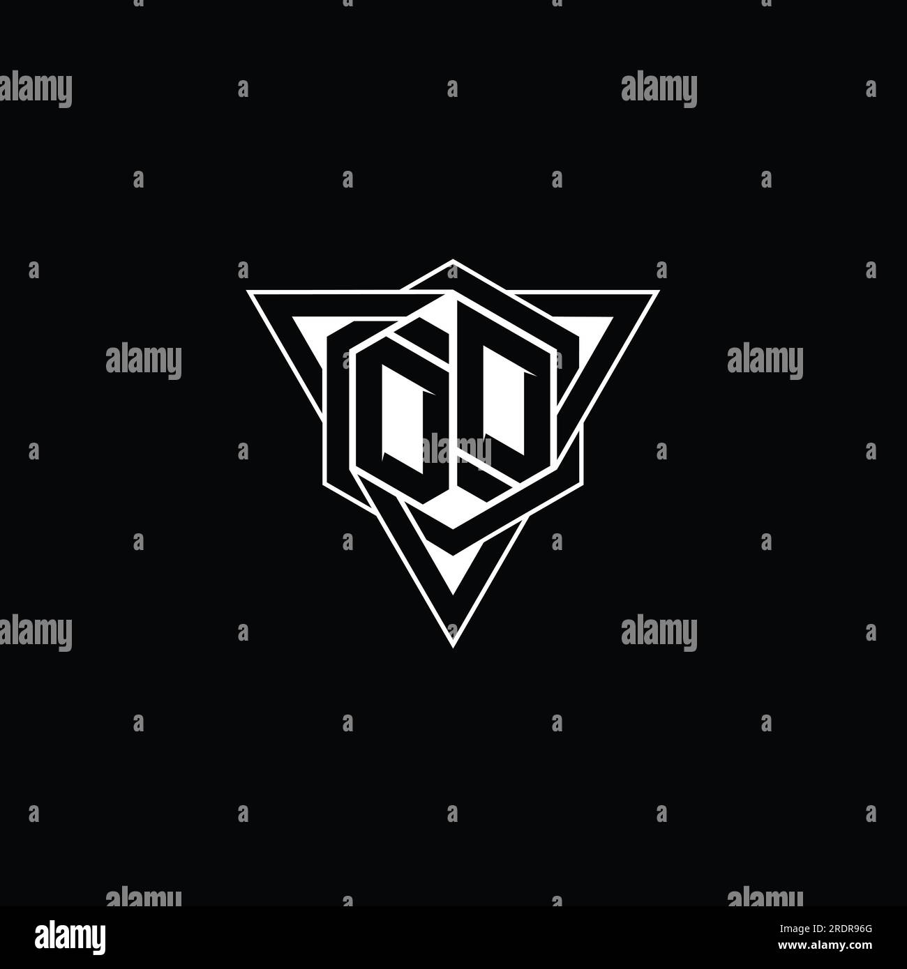 DD Letter Logo monogram hexagon shape with triangle geometric outline ...