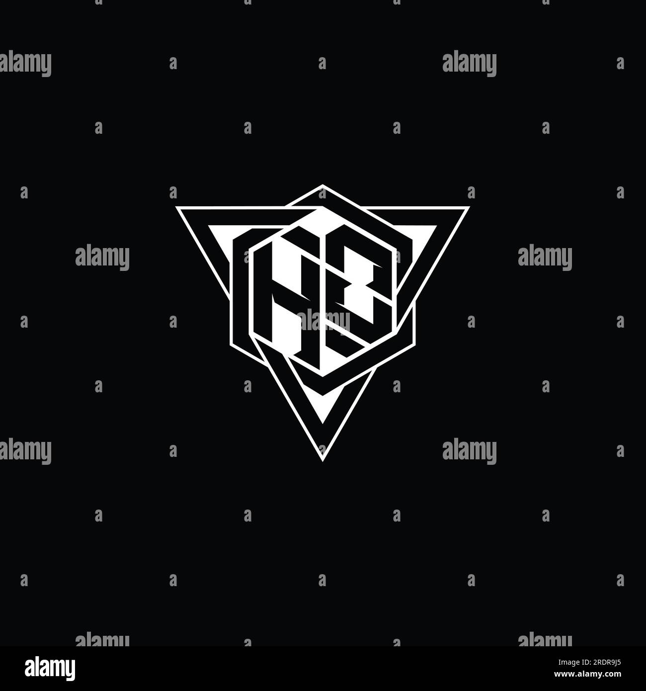 HO Letter Logo monogram hexagon shape with triangle geometric outline ...