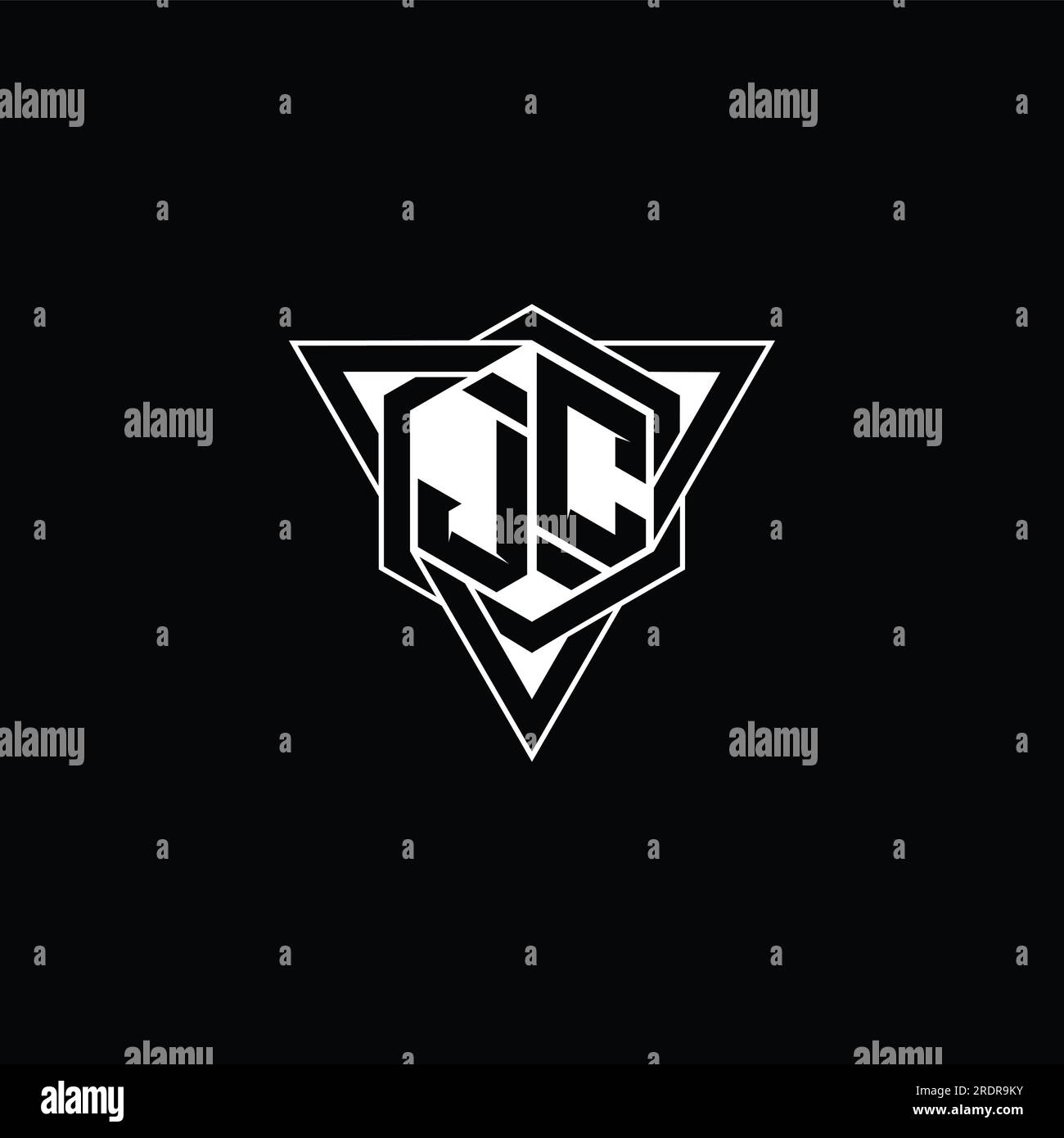 JC Letter Logo monogram hexagon shape with triangle geometric outline sharp modern style design template Stock Photo
