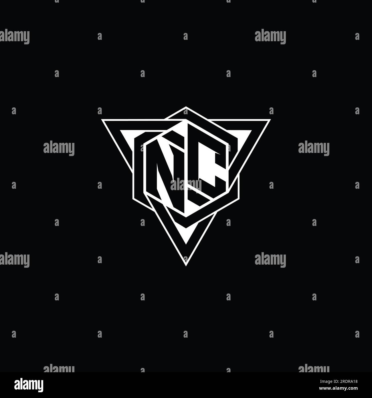 NC Letter Logo monogram hexagon shape with triangle geometric outline ...