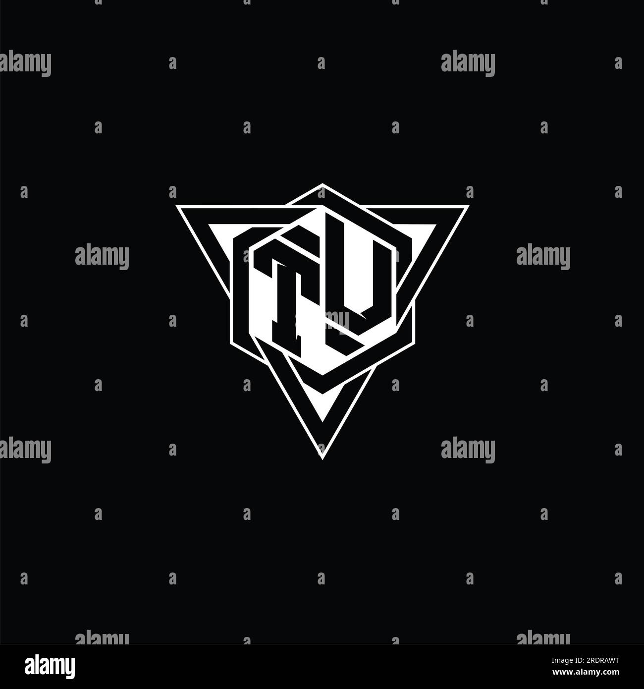 TV Letter Logo monogram hexagon shape with triangle geometric outline ...