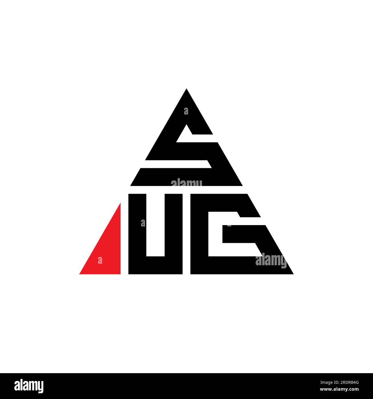 SUG triangle letter logo design with triangle shape. SUG triangle logo design monogram. SUG triangle vector logo template with red color. SUG triangul Stock Vector