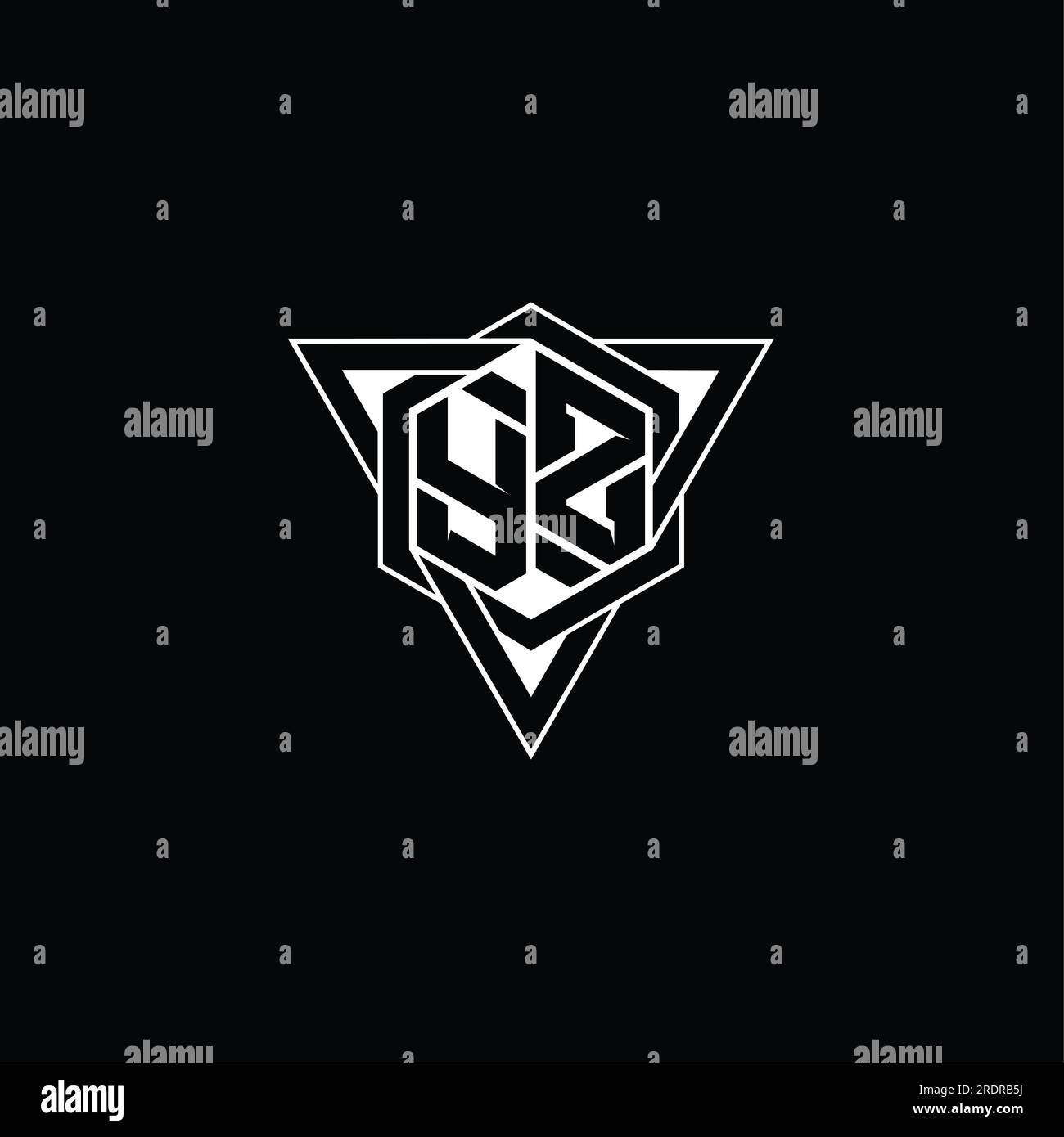 YZ Letter Logo monogram hexagon shape with triangle geometric outline ...