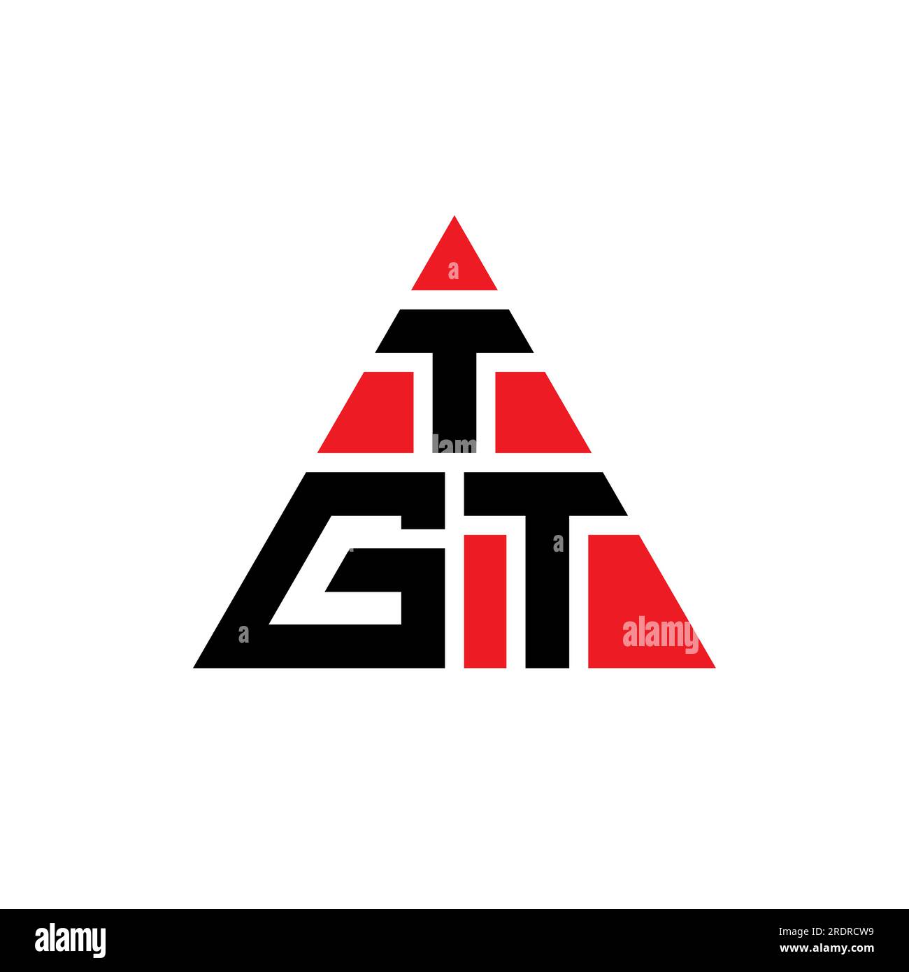TGT triangle letter logo design with triangle shape. TGT triangle logo design monogram. TGT triangle vector logo template with red color. TGT triangul Stock Vector