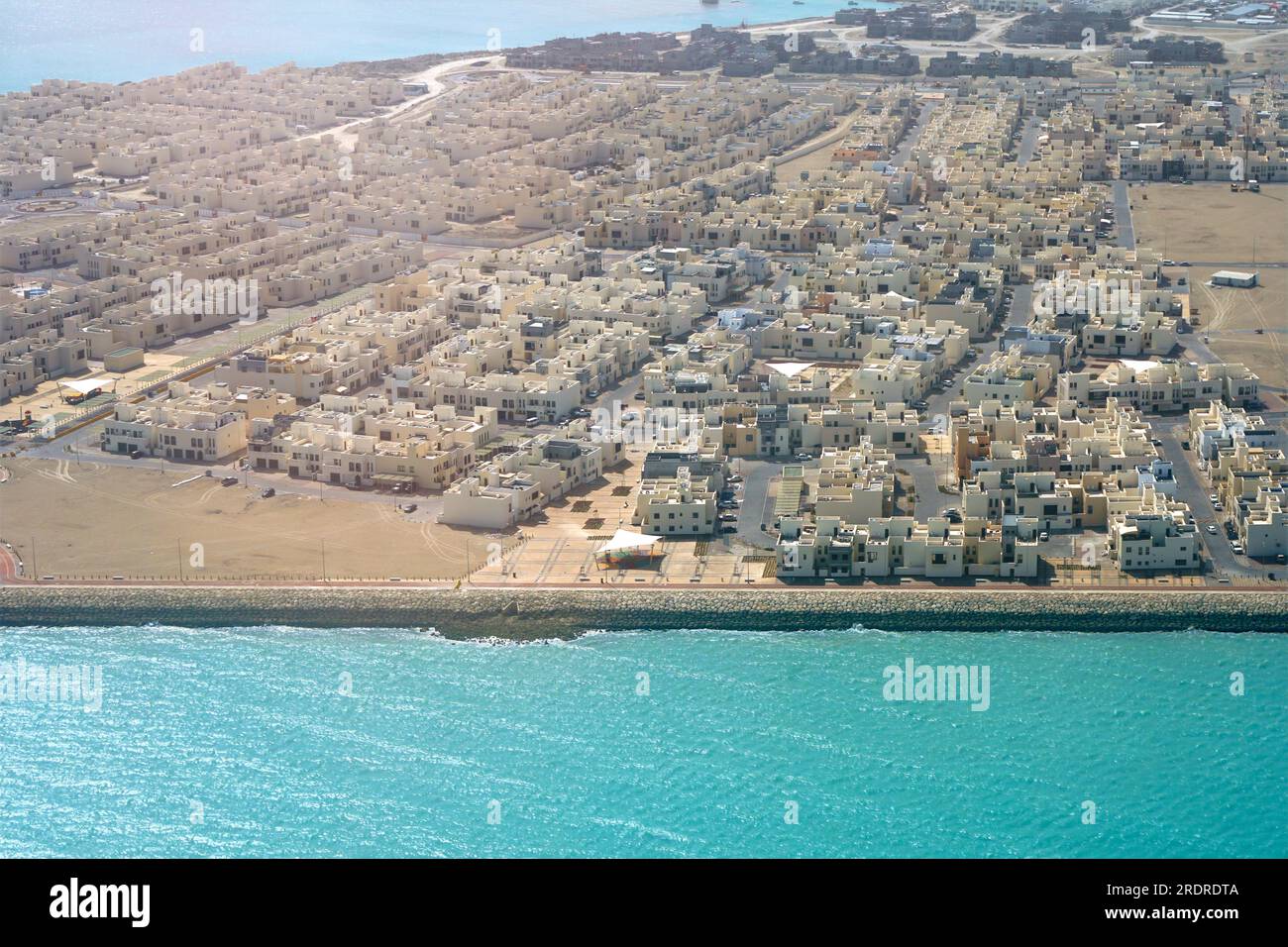 Suburban housing estate in Bahrain - aerial view. Stock Photo