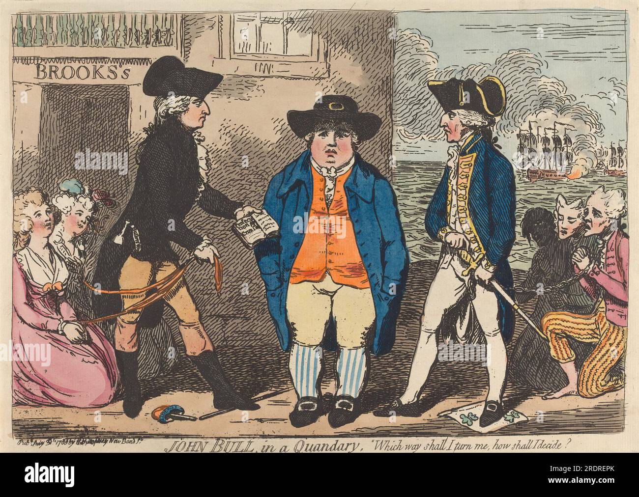 John Bull, in a Quandary, Which Way Shall I Turn Me, How Shall I Decide? 1789 by James Gillray Stock Photo