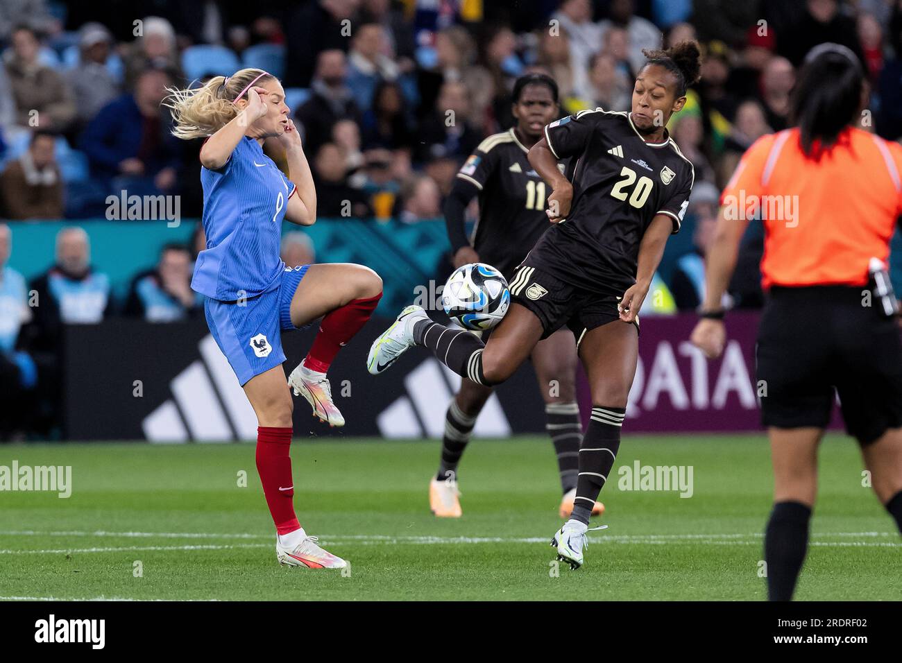 Sydney, Australia, 23 July, 2023. Atlanta Primus of Jamaica controls ...