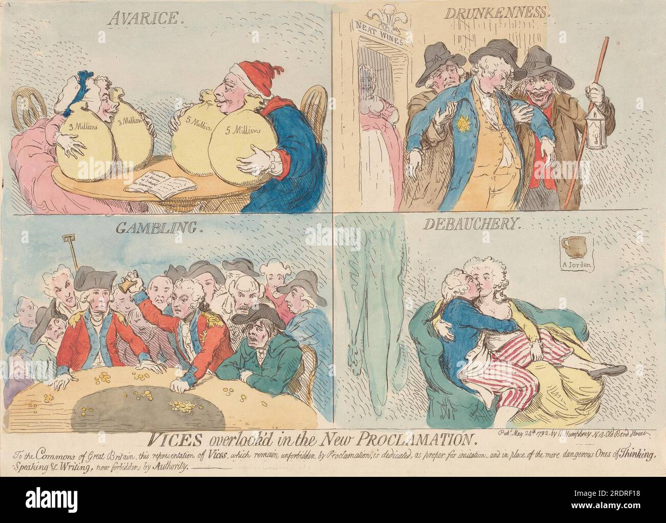 Vices overlook'd in the New Proclamation 1792 by James Gillray Stock Photo