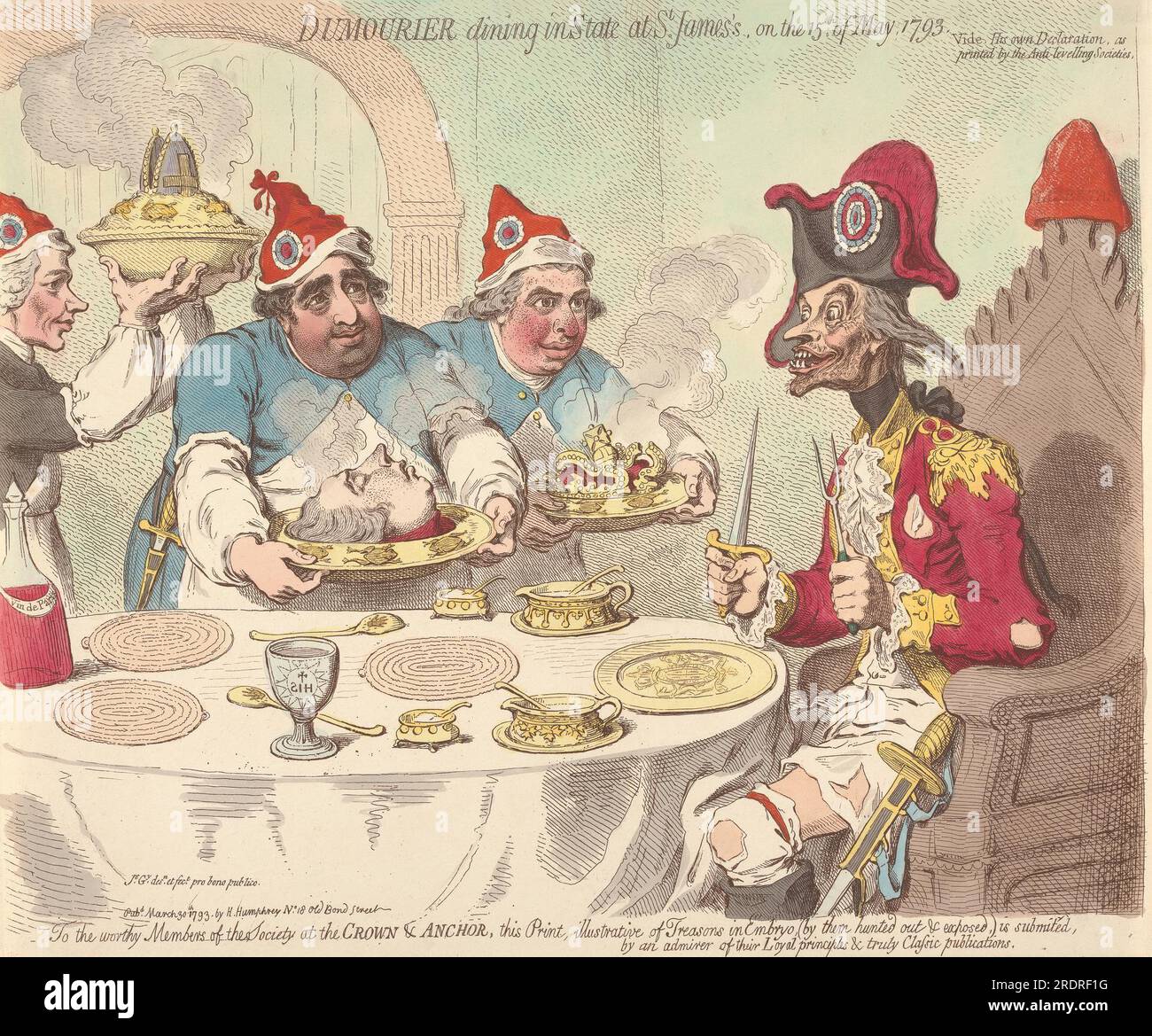 Dumourier Dining in State at St. James on the 15th of May 1793 1793 by James Gillray Stock Photo