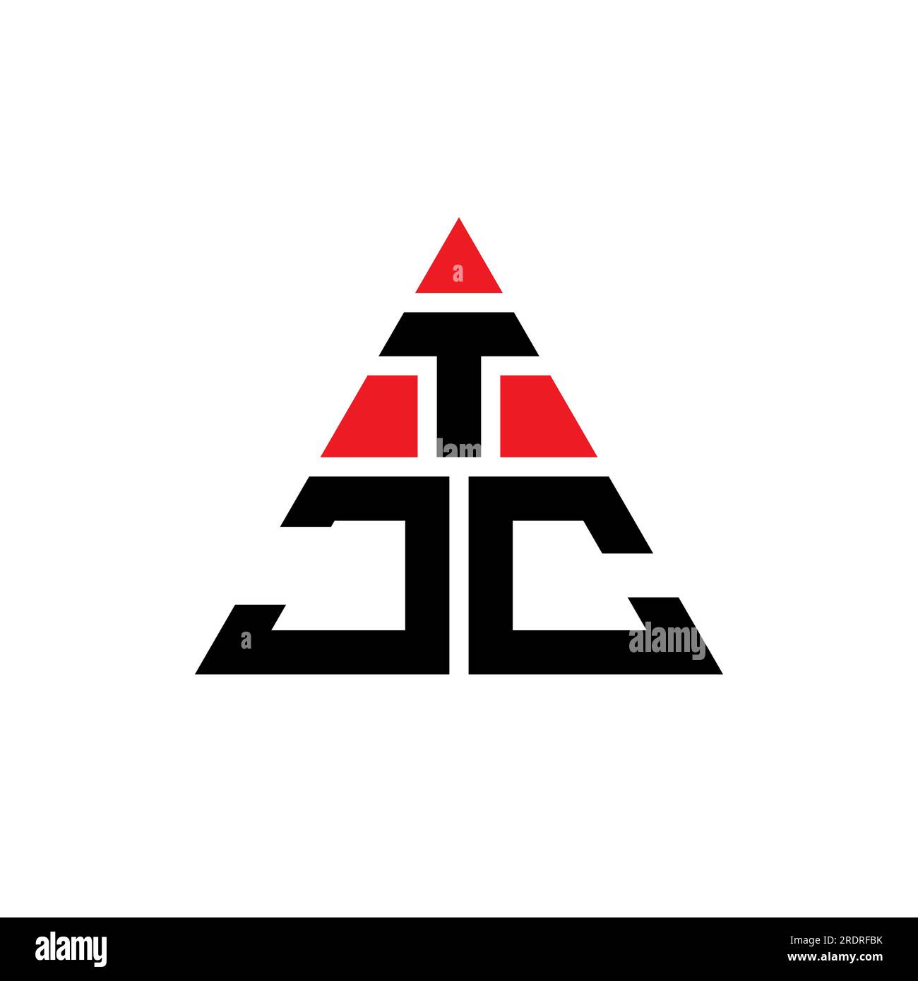 TJC triangle letter logo design with triangle shape. TJC triangle logo design monogram. TJC triangle vector logo template with red color. TJC triangul Stock Vector