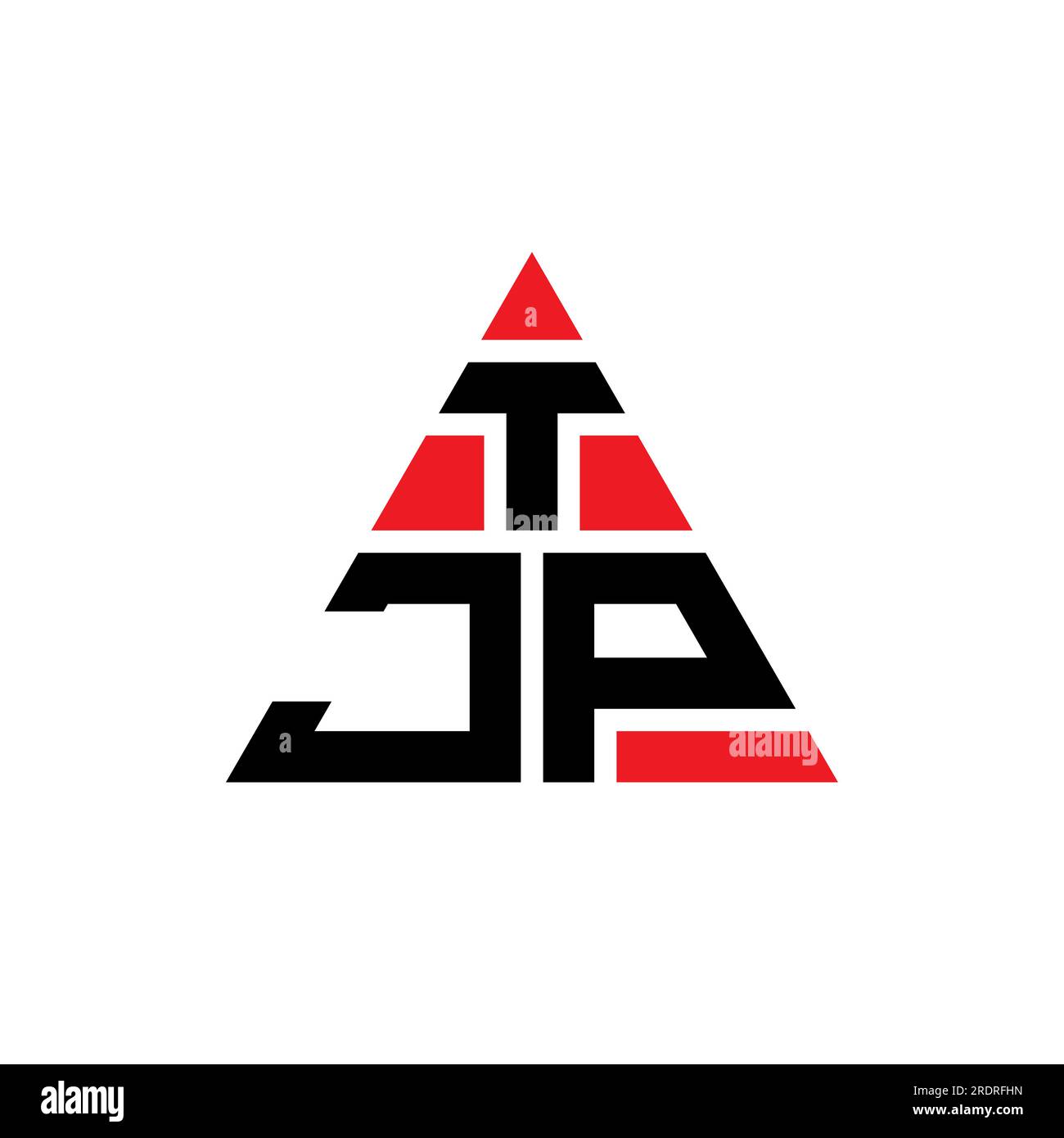 TJP triangle letter logo design with triangle shape. TJP triangle logo design monogram. TJP triangle vector logo template with red color. TJP triangul Stock Vector