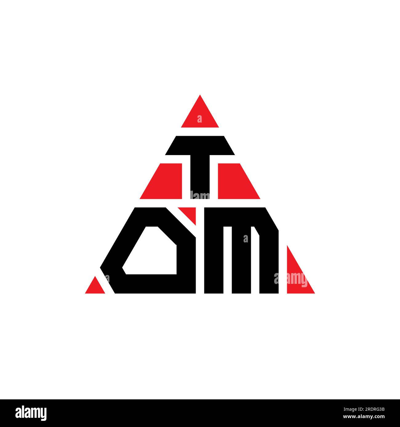 TOM triangle letter logo design with triangle shape. TOM triangle logo design monogram. TOM triangle vector logo template with red color. TOM triangul Stock Vector
