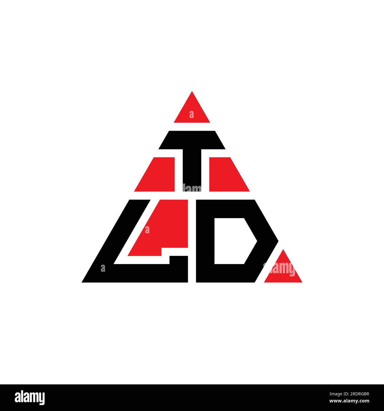 TLD triangle letter logo design with triangle shape. TLD triangle logo design monogram. TLD triangle vector logo template with red color. TLD triangul Stock Vector