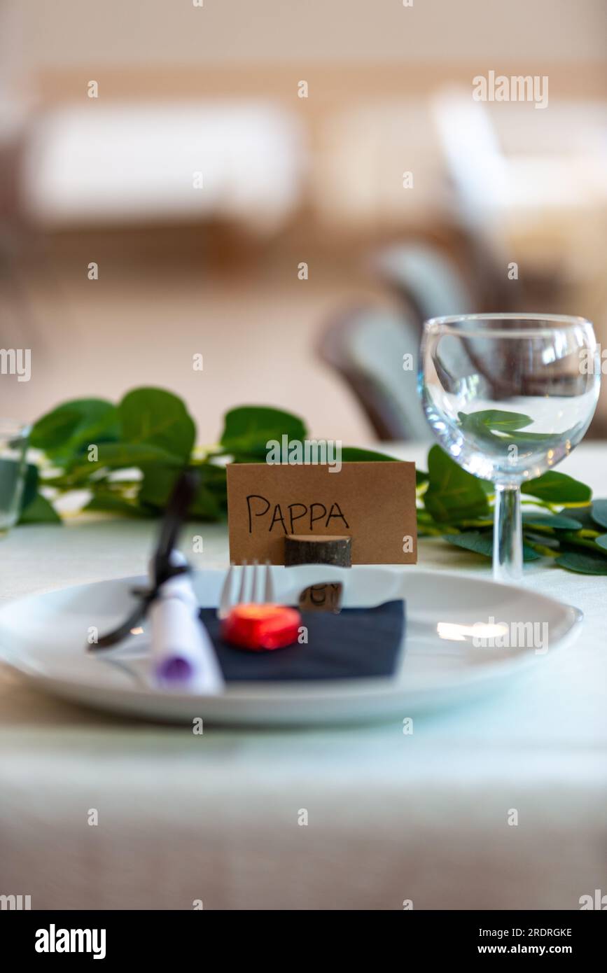 Tabble tabble decor for a confirmation in Norway with nametags for