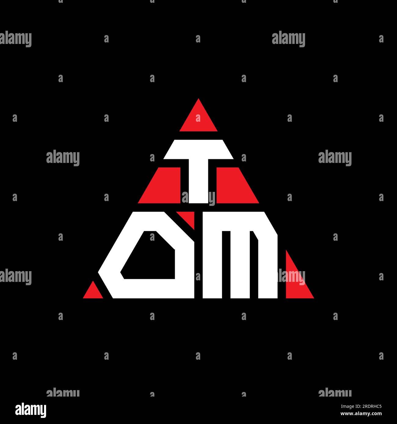 TOM triangle letter logo design with triangle shape. TOM triangle logo design monogram. TOM triangle vector logo template with red color. TOM triangul Stock Vector