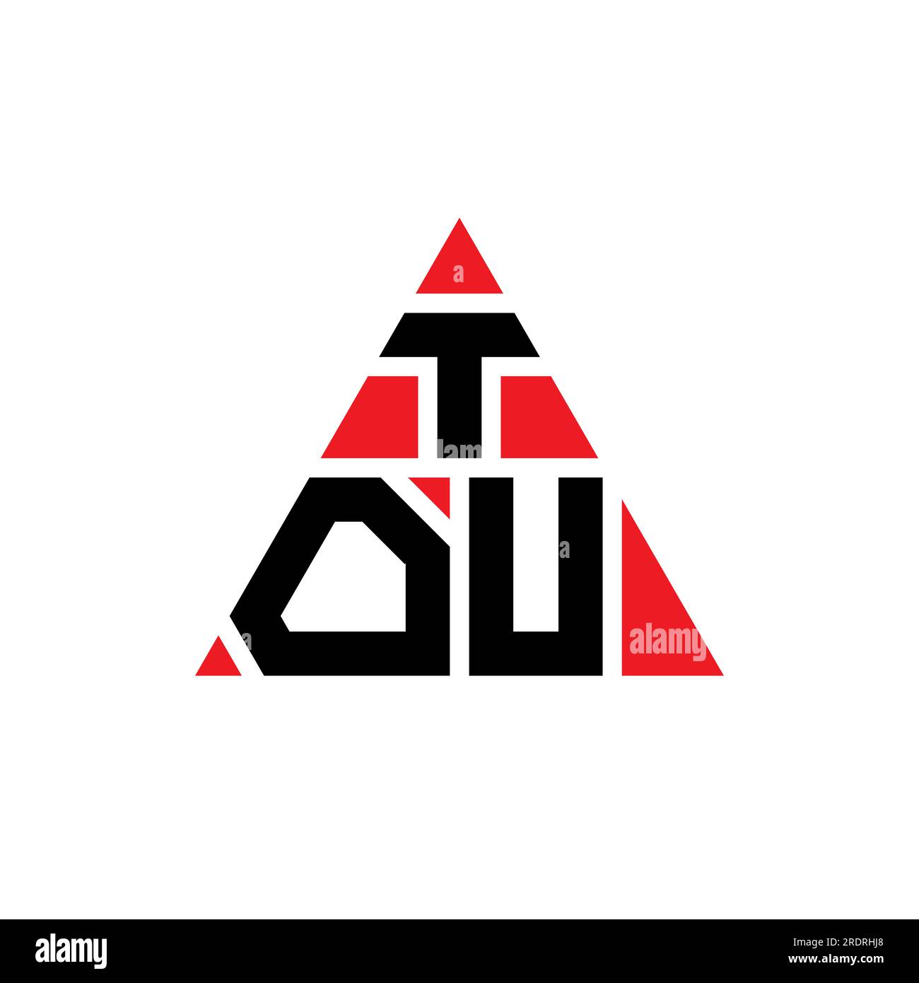 TOU triangle letter logo design with triangle shape. TOU triangle logo design monogram. TOU triangle vector logo template with red color. TOU triangul Stock Vector