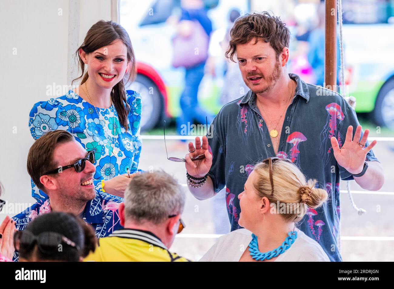 Henham Park, Suffolk, UK. 23rd July, 2023. Sophie Ellis-Bextor and Richard Jones (both pictured) are the Guest Chefs for the Social Pantry, one of the leaders in ex-offender employment in hospitality - The 2023 Latitude Festival, Henham Park. Credit: Guy Bell/Alamy Live News Stock Photo
