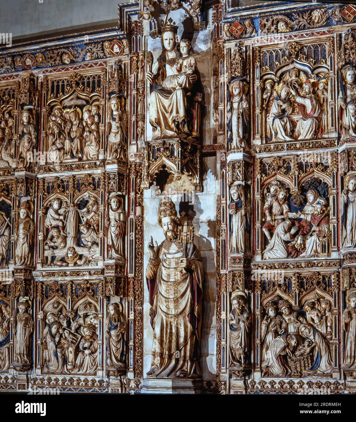 Retablo mayor de la Catedral de Vic, por Pere Oller, 14201428 Stock