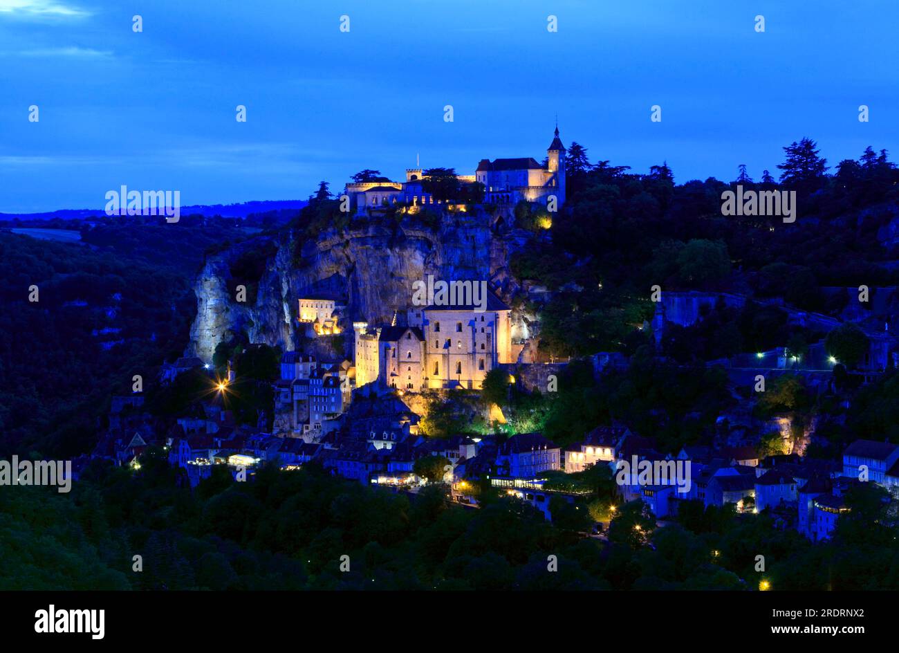 The village of Rocamadour by night. Regional Natural Park of the Quercy. Lot, Occitanie, France Stock Photo