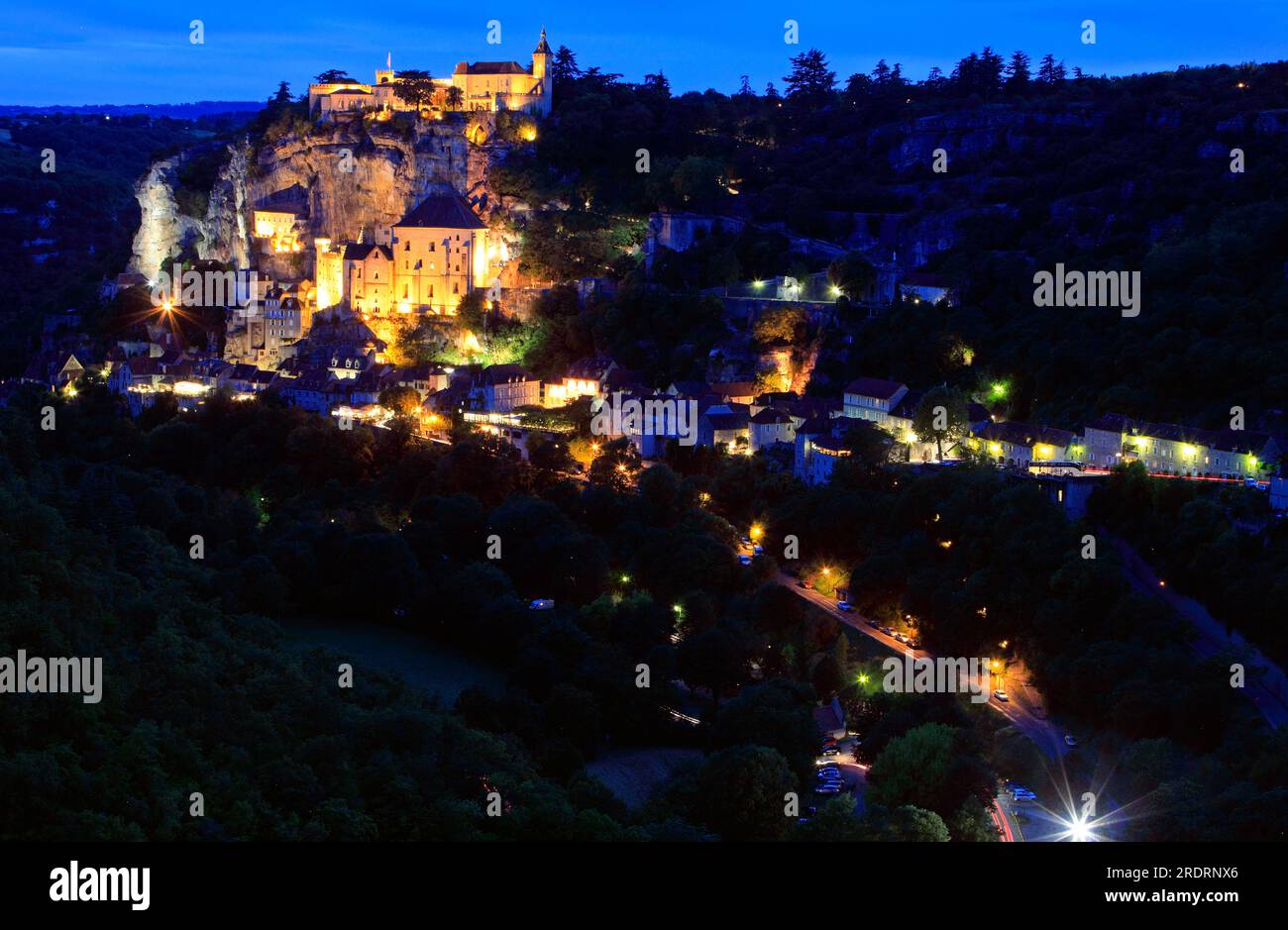 The village of Rocamadour by night. Regional Natural Park of the Quercy. Lot, Occitanie, France Stock Photo
