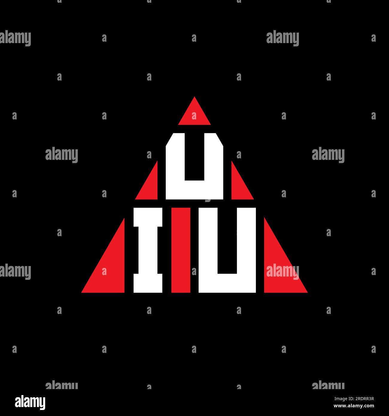 UIU triangle letter logo design with triangle shape. UIU triangle logo design monogram. UIU triangle vector logo template with red color. UIU triangul Stock Vector