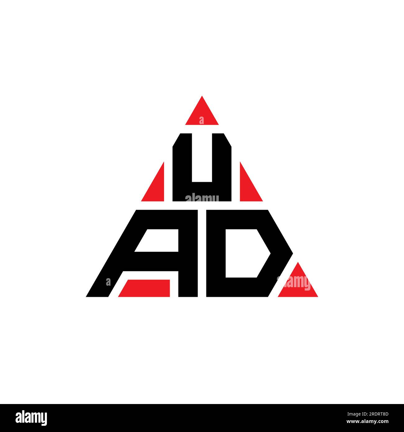 UAD triangle letter logo design with triangle shape. UAD triangle logo design monogram. UAD triangle vector logo template with red color. UAD triangul Stock Vector