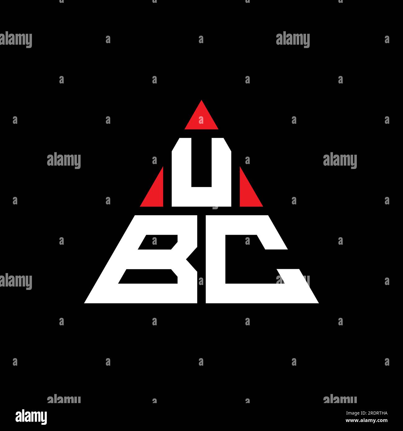 UBC triangle letter logo design with triangle shape. UBC triangle logo design monogram. UBC triangle vector logo template with red color. UBC triangul Stock Vector