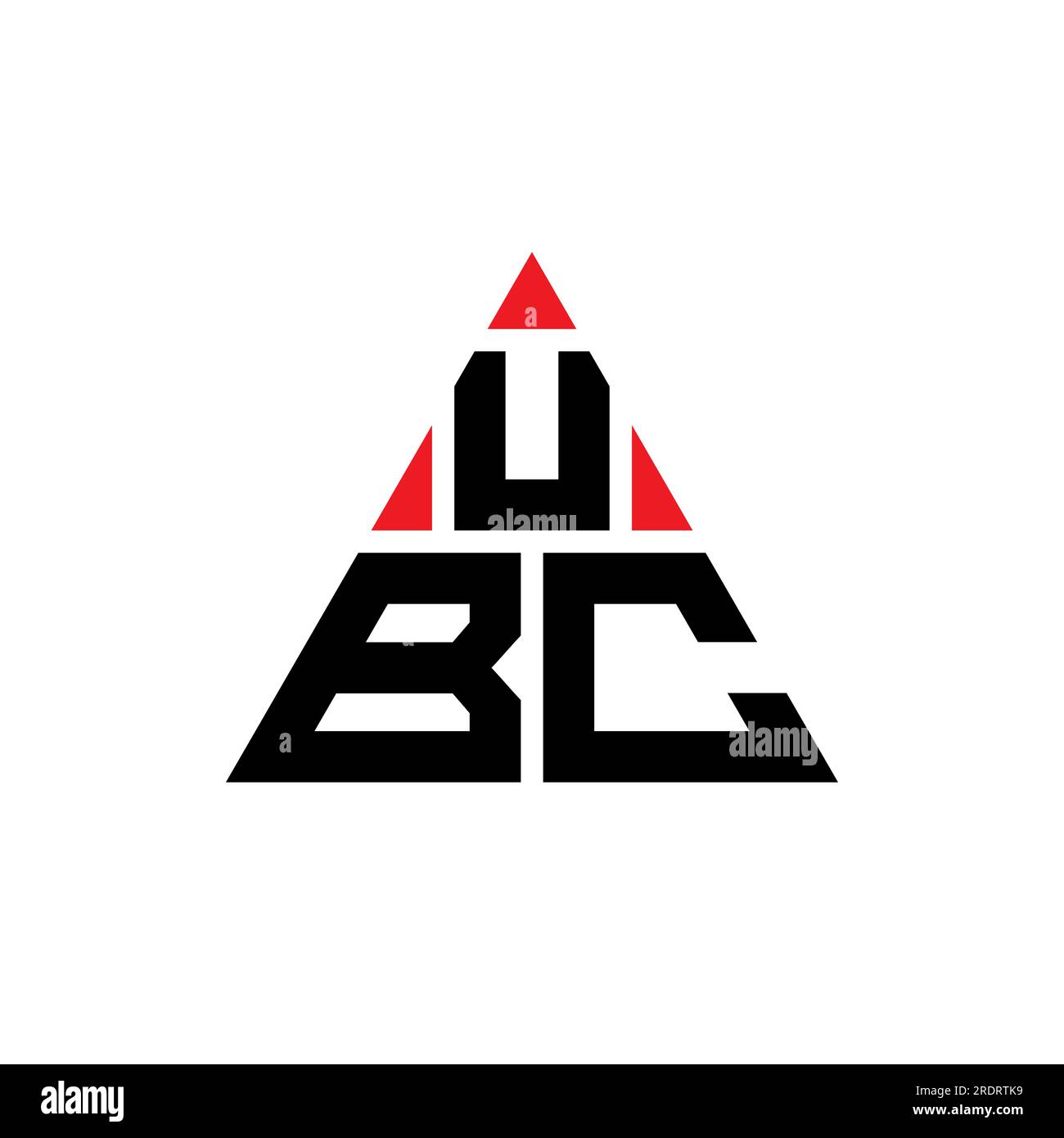 UBC triangle letter logo design with triangle shape. UBC triangle logo design monogram. UBC triangle vector logo template with red color. UBC triangul Stock Vector