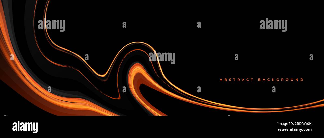 Black and orange vector wide abstract background with elegant lines ...