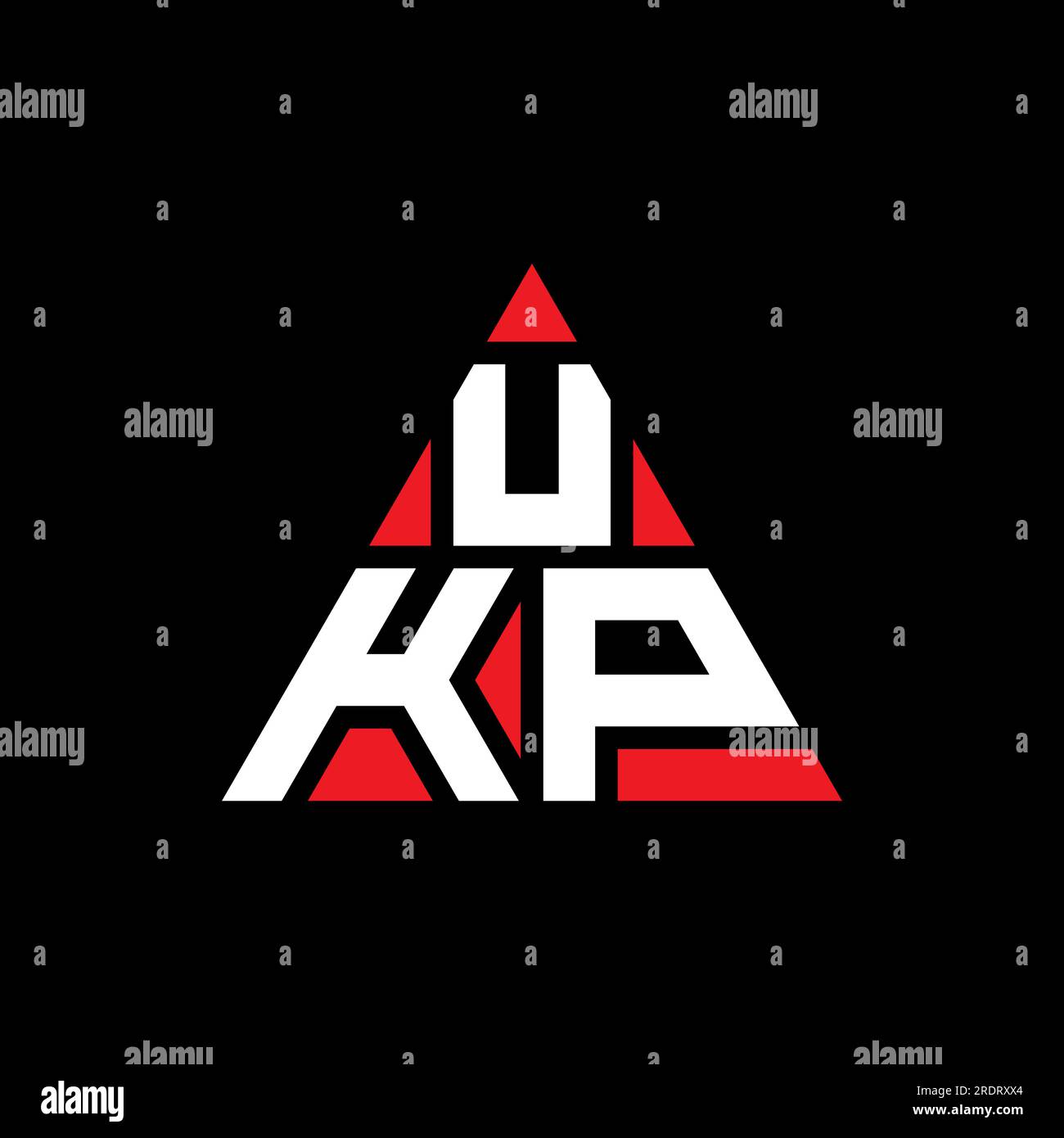 UKP triangle letter logo design with triangle shape. UKP triangle logo design monogram. UKP triangle vector logo template with red color. UKP triangul Stock Vector
