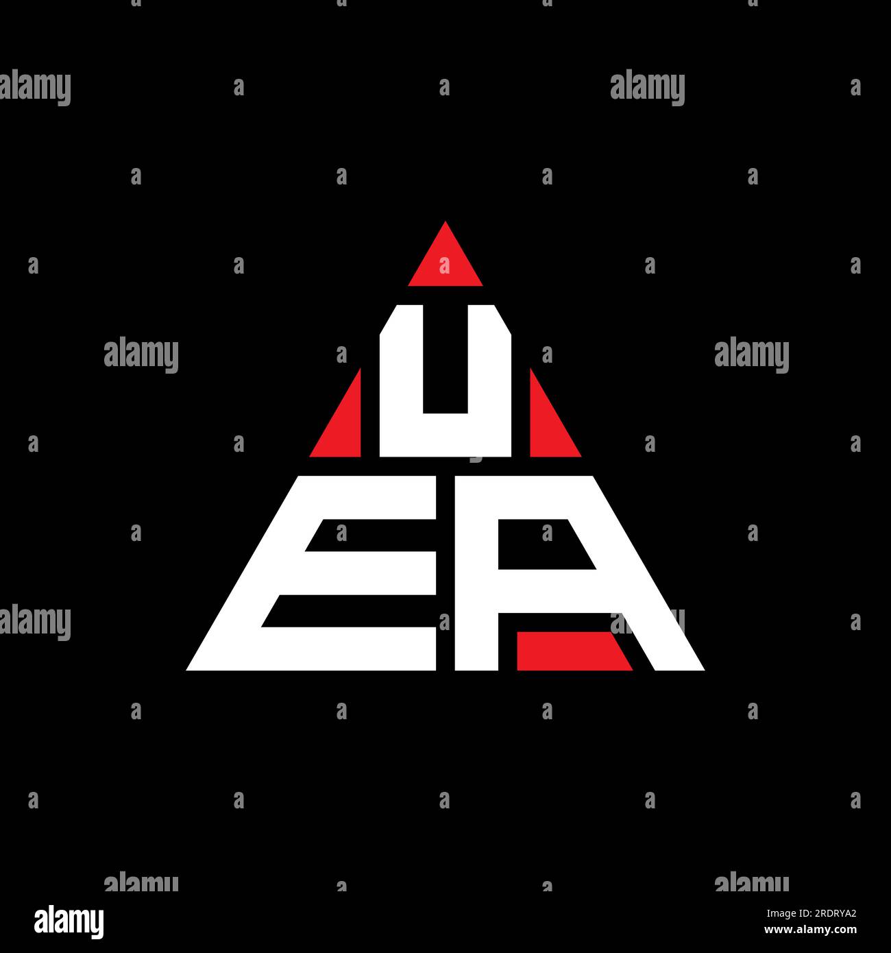 UEA triangle letter logo design with triangle shape. UEA triangle logo design monogram. UEA triangle vector logo template with red color. UEA triangul Stock Vector