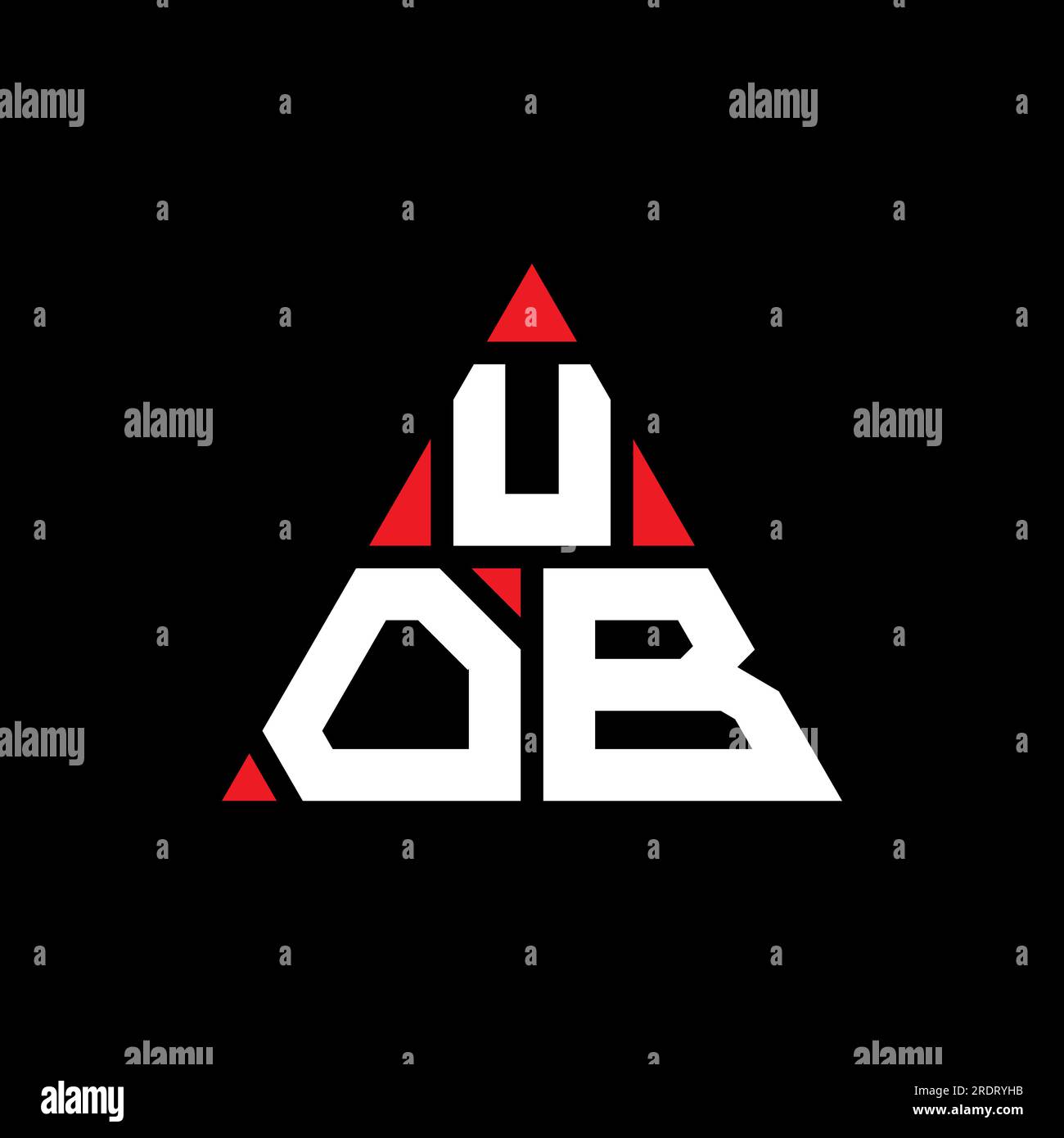UOB triangle letter logo design with triangle shape. UOB triangle logo design monogram. UOB triangle vector logo template with red color. UOB triangul Stock Vector