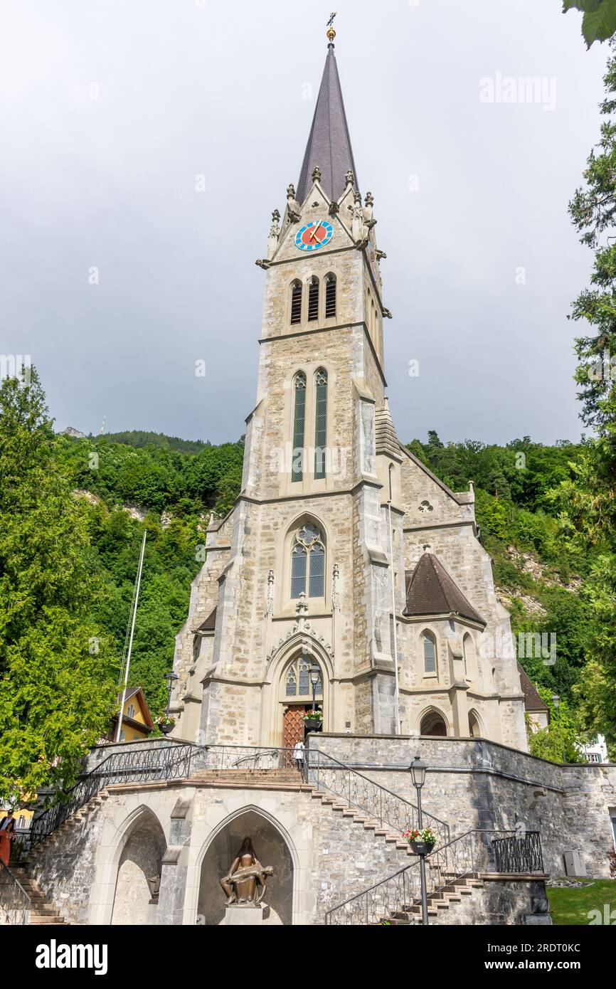 Kathedrale St. Florin (St. Florin Cathedral), St. Florinsgasse, Vaduz, Principality of Liechtenstein Stock Photo