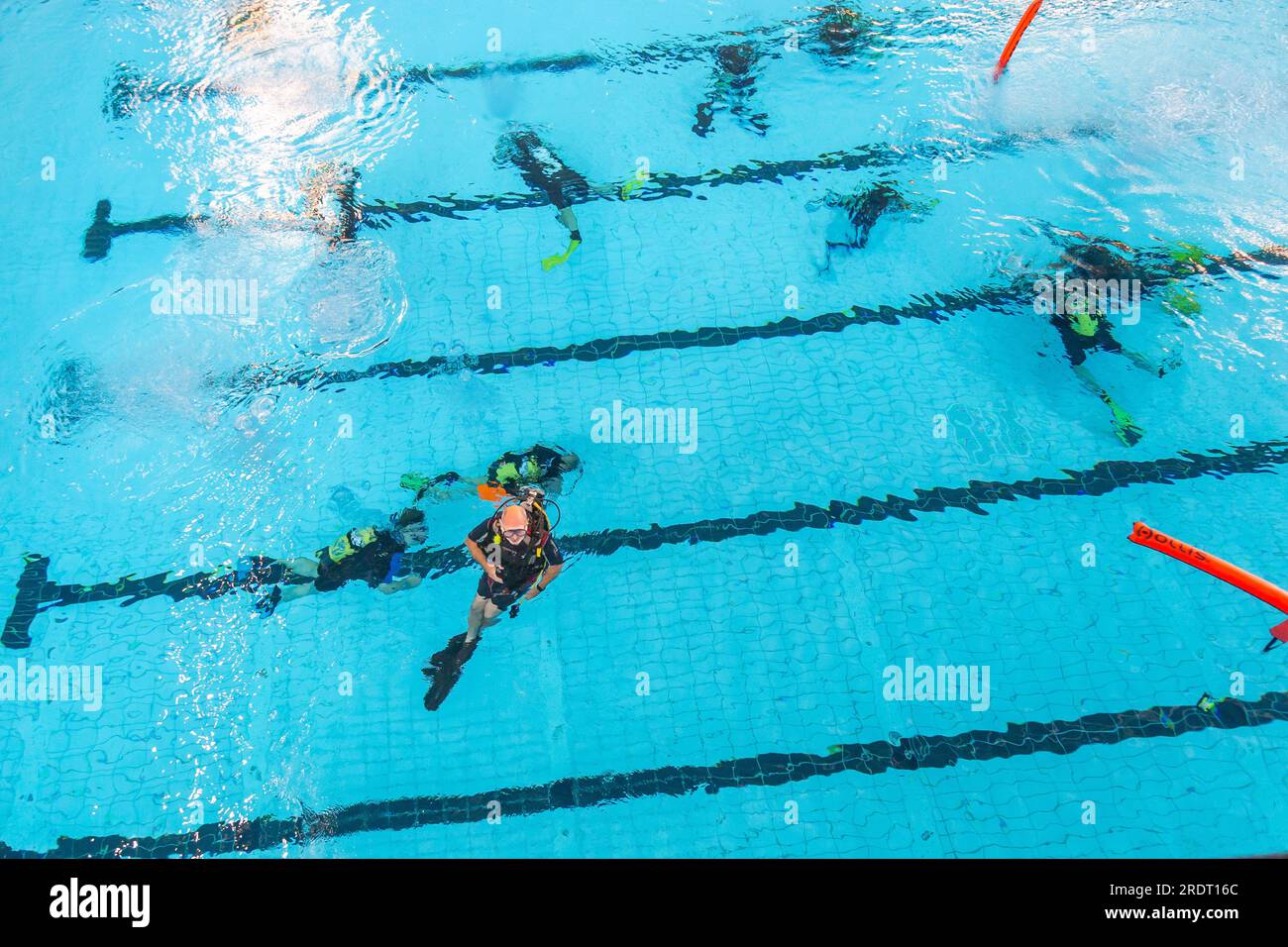 Amateur sub-aqua diver in a swimming pool, UK 2023 Stock Photo