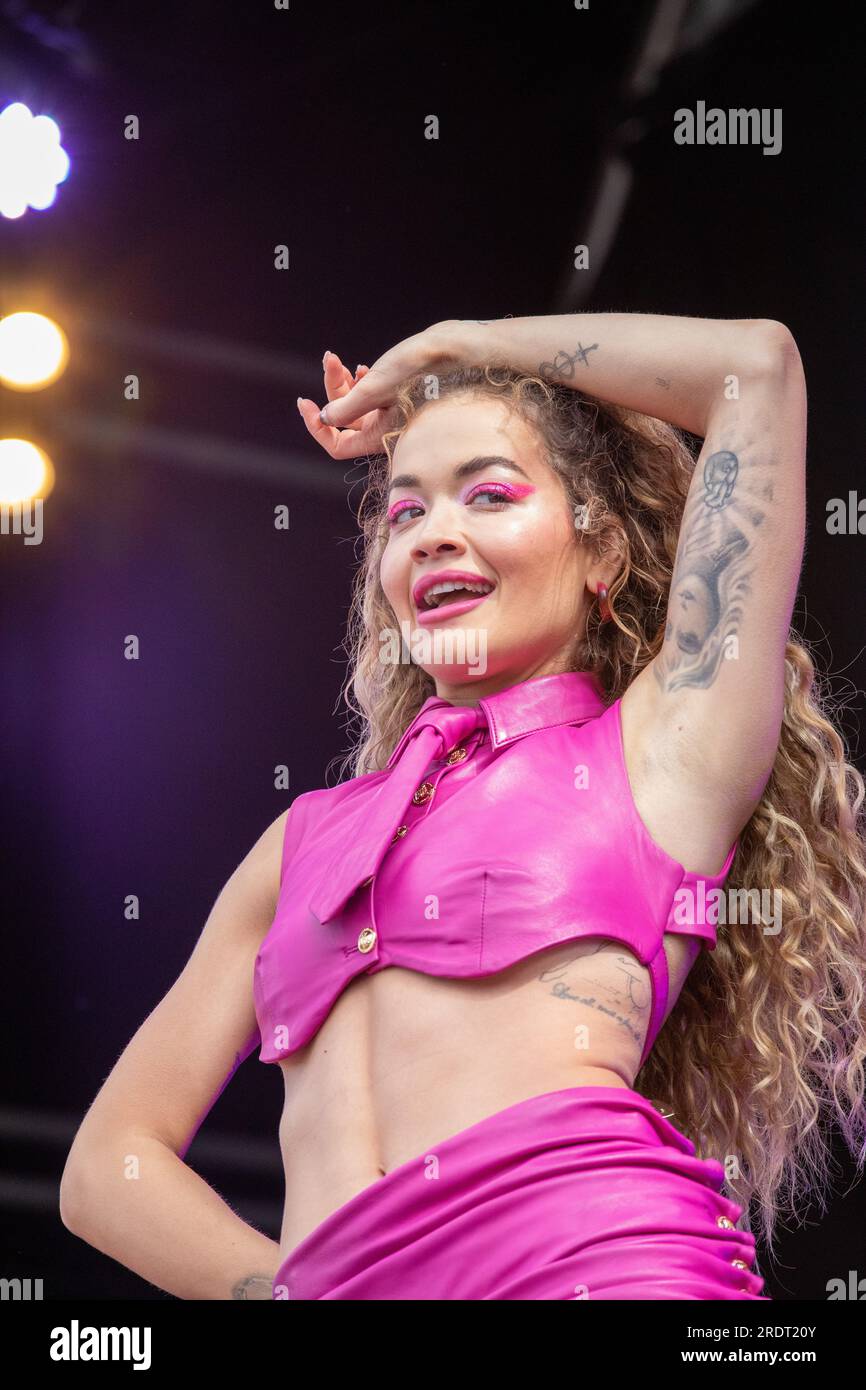 Rita Ora performing live at London Pride 2023 in Trafalgar Square