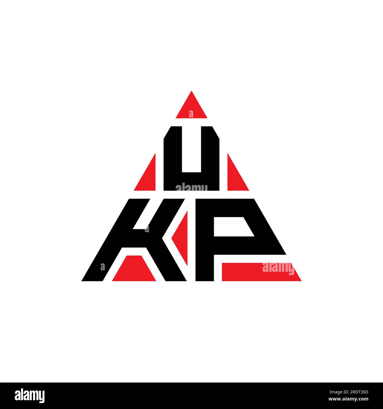 UKP triangle letter logo design with triangle shape. UKP triangle logo design monogram. UKP triangle vector logo template with red color. UKP triangul Stock Vector